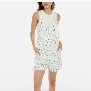 WEWOREWHAT Slit overall Short in Watercolor Ditsy Ivory NWTS XL nordstrom